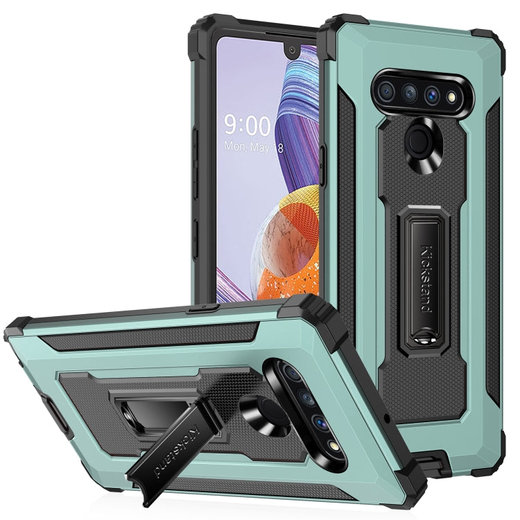 For LG Stylo 6 Knight Jazz PC+TPU Shockproof Protective Case with Foldable Holder