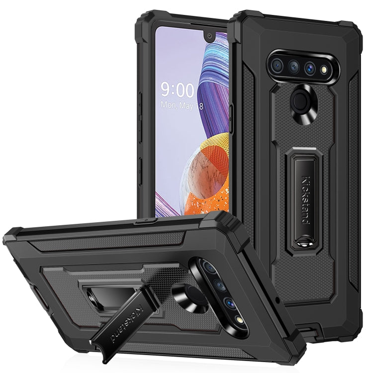 For LG Stylo 6 Knight Jazz PC+TPU Shockproof Protective Case with Foldable Holder