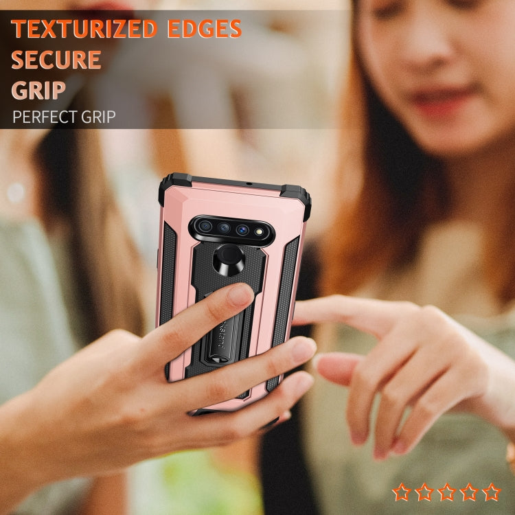 For LG Stylo 6 Knight Jazz PC+TPU Shockproof Protective Case with Foldable Holder