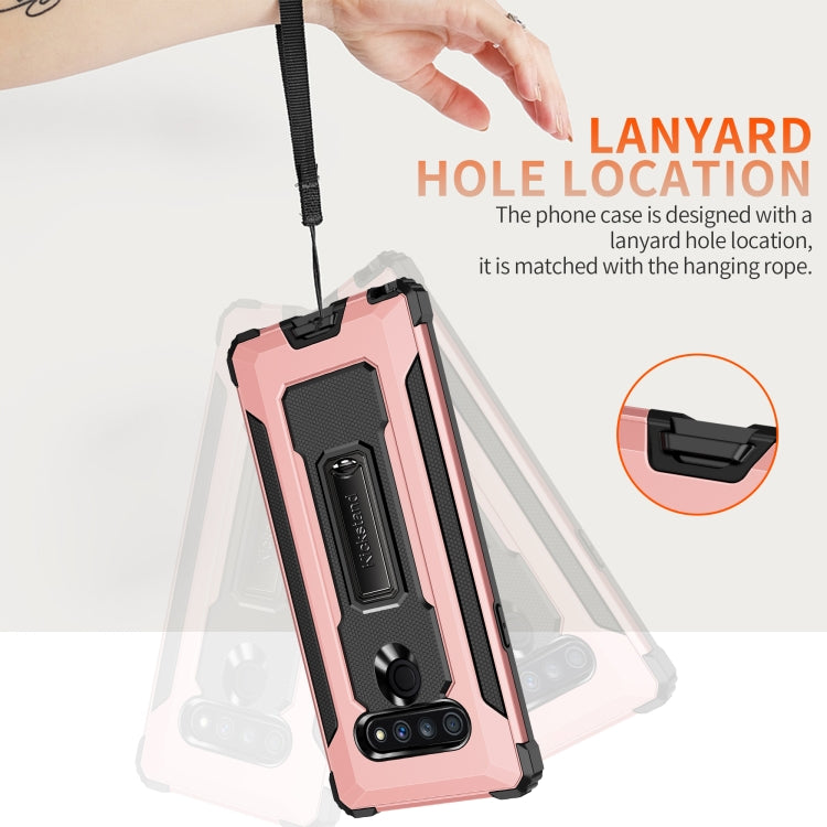 For LG Stylo 6 Knight Jazz PC+TPU Shockproof Protective Case with Foldable Holder
