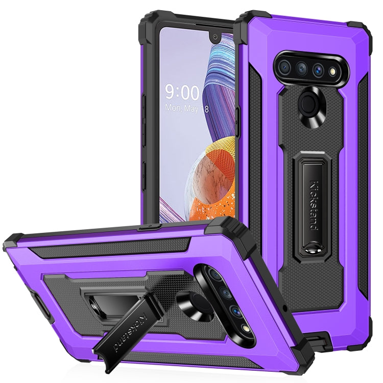 For LG Stylo 6 Knight Jazz PC+TPU Shockproof Protective Case with Foldable Holder
