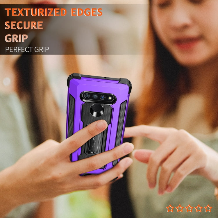 For LG Stylo 6 Knight Jazz PC+TPU Shockproof Protective Case with Foldable Holder