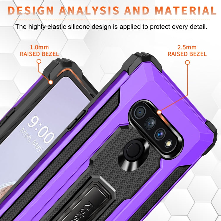 For LG Stylo 6 Knight Jazz PC+TPU Shockproof Protective Case with Foldable Holder