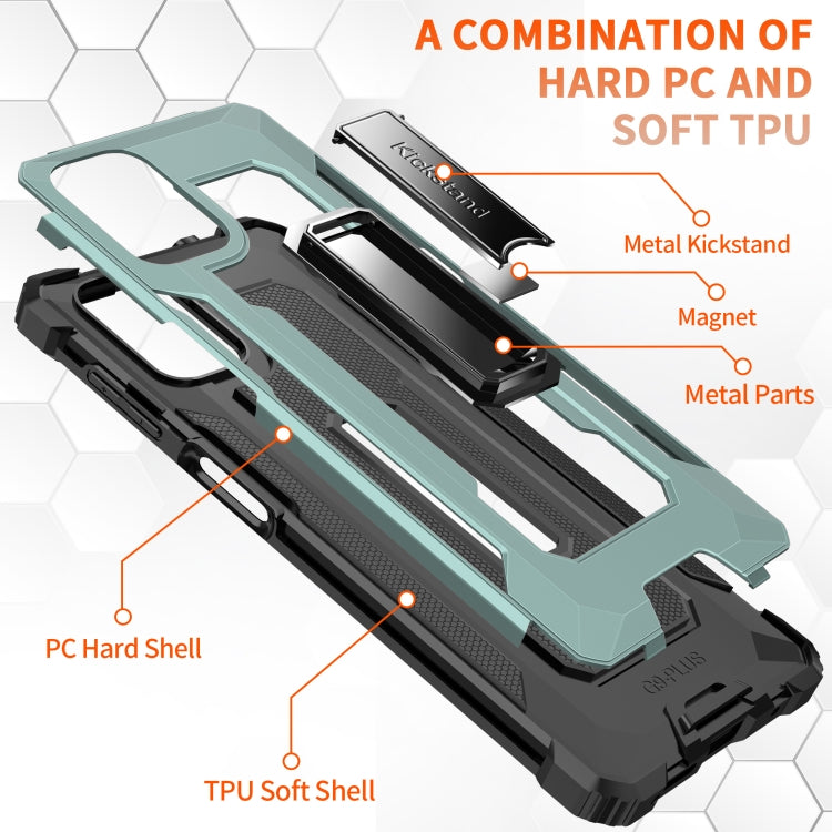 For Motorola Moto G9 Plus Knight Jazz PC+TPU Shockproof Protective Case with Foldable Holder