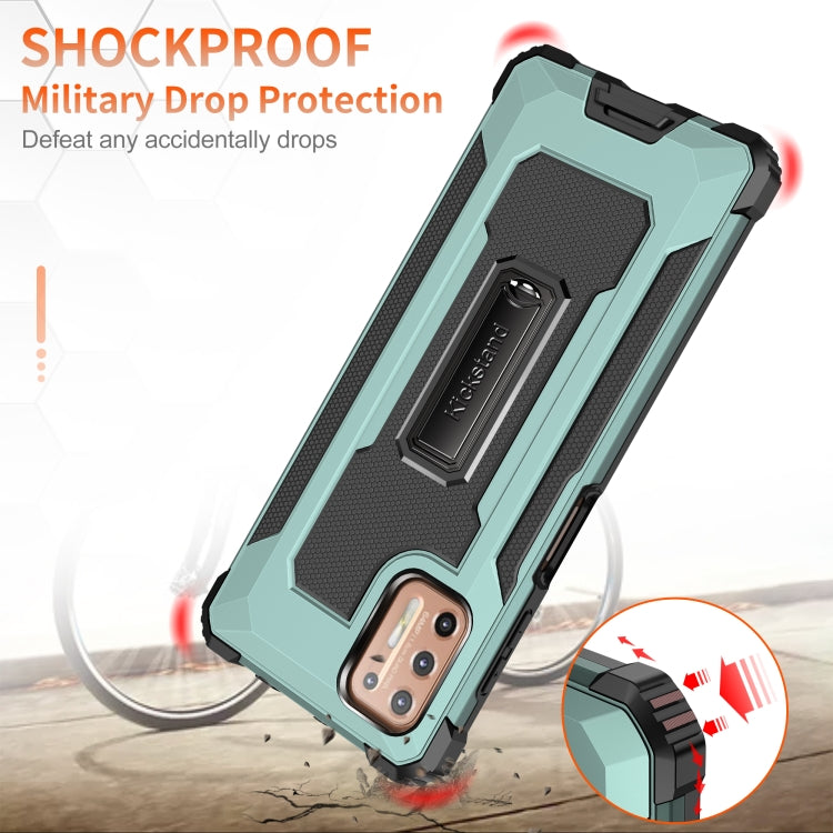 For Motorola Moto G9 Plus Knight Jazz PC+TPU Shockproof Protective Case with Foldable Holder