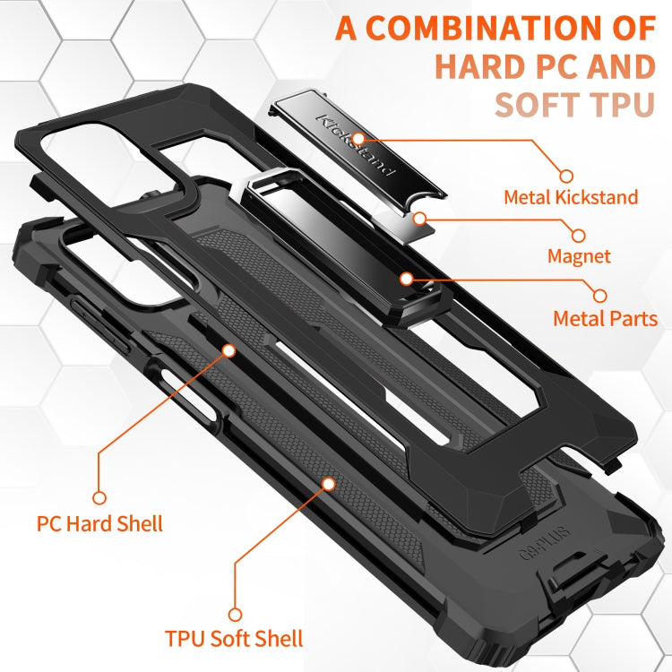 For Motorola Moto G9 Plus Knight Jazz PC+TPU Shockproof Protective Case with Foldable Holder