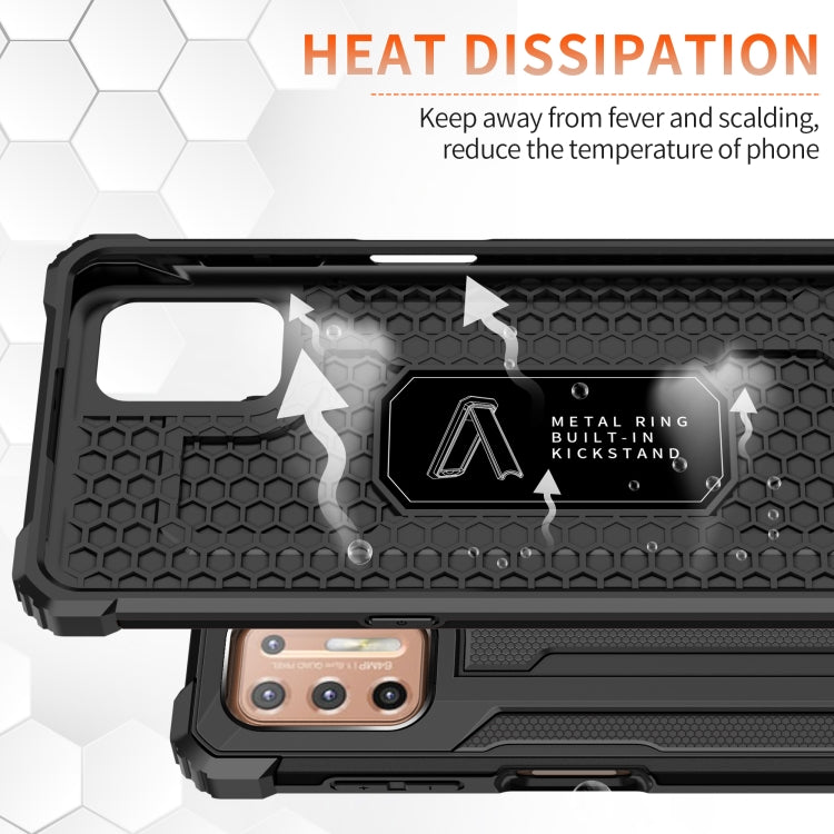 For Motorola Moto G9 Plus Knight Jazz PC+TPU Shockproof Protective Case with Foldable Holder