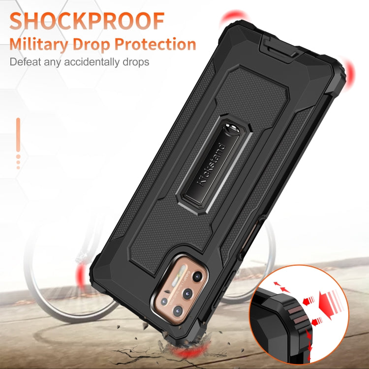 For Motorola Moto G9 Plus Knight Jazz PC+TPU Shockproof Protective Case with Foldable Holder