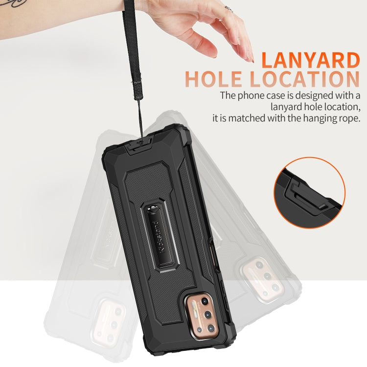 For Motorola Moto G9 Plus Knight Jazz PC+TPU Shockproof Protective Case with Foldable Holder