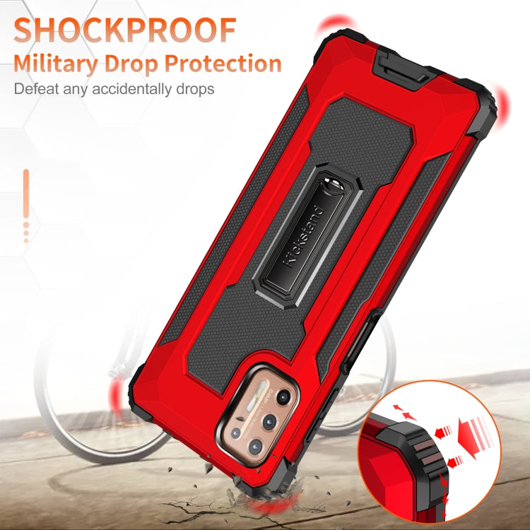 For Motorola Moto G9 Plus Knight Jazz PC+TPU Shockproof Protective Case with Foldable Holder