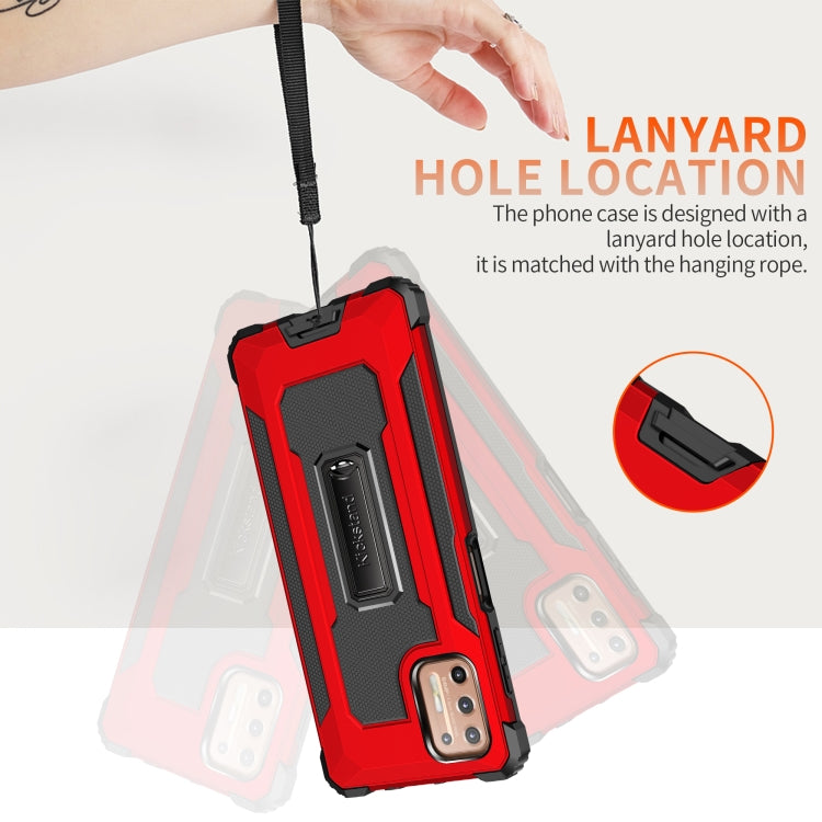 For Motorola Moto G9 Plus Knight Jazz PC+TPU Shockproof Protective Case with Foldable Holder