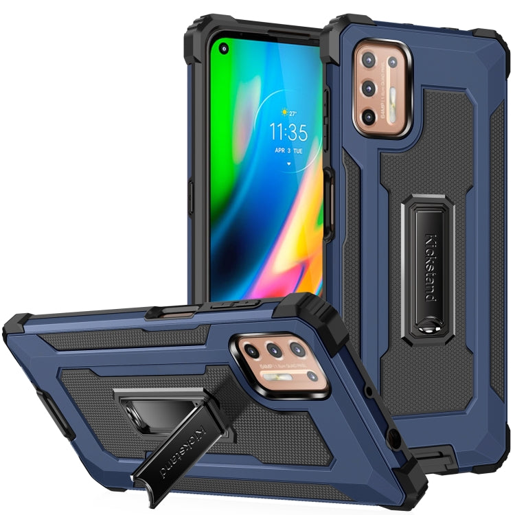 For Motorola Moto G9 Plus Knight Jazz PC+TPU Shockproof Protective Case with Foldable Holder