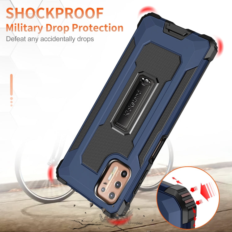 For Motorola Moto G9 Plus Knight Jazz PC+TPU Shockproof Protective Case with Foldable Holder