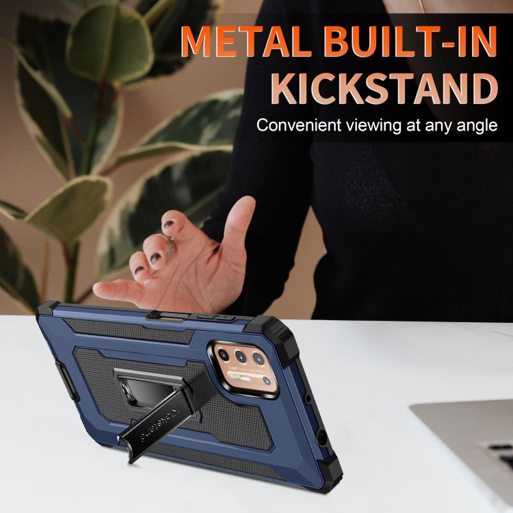 For Motorola Moto G9 Plus Knight Jazz PC+TPU Shockproof Protective Case with Foldable Holder