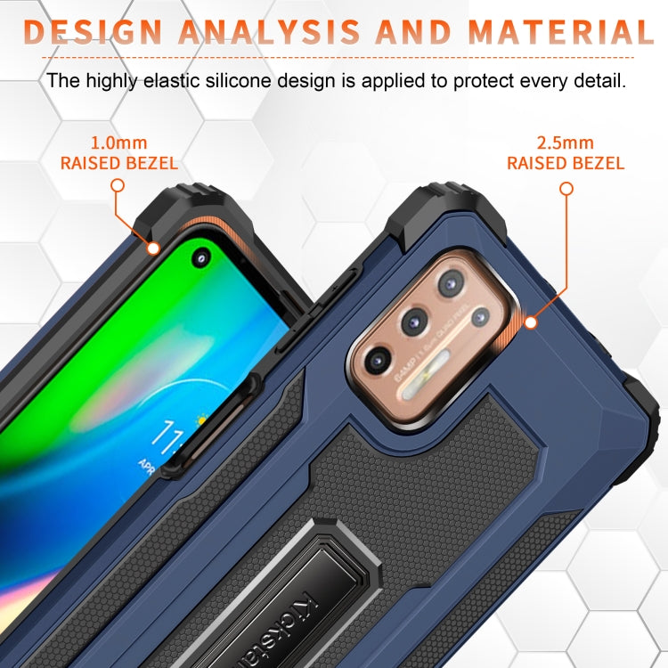 For Motorola Moto G9 Plus Knight Jazz PC+TPU Shockproof Protective Case with Foldable Holder