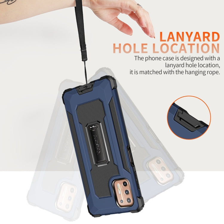 For Motorola Moto G9 Plus Knight Jazz PC+TPU Shockproof Protective Case with Foldable Holder