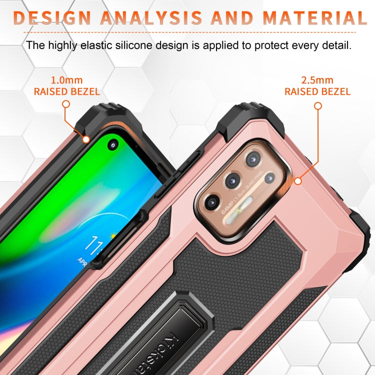 For Motorola Moto G9 Plus Knight Jazz PC+TPU Shockproof Protective Case with Foldable Holder