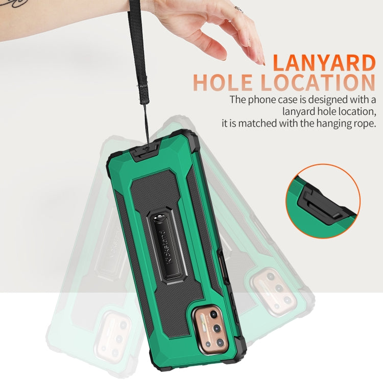 For Motorola Moto G9 Plus Knight Jazz PC+TPU Shockproof Protective Case with Foldable Holder