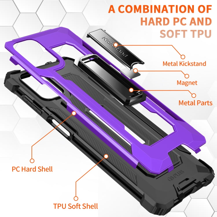 For Motorola Moto G9 Plus Knight Jazz PC+TPU Shockproof Protective Case with Foldable Holder
