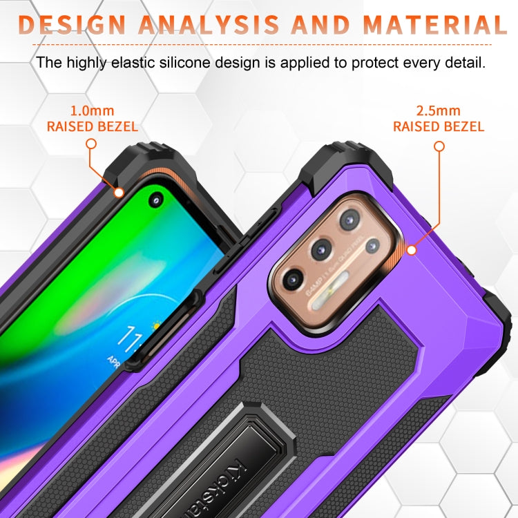 For Motorola Moto G9 Plus Knight Jazz PC+TPU Shockproof Protective Case with Foldable Holder