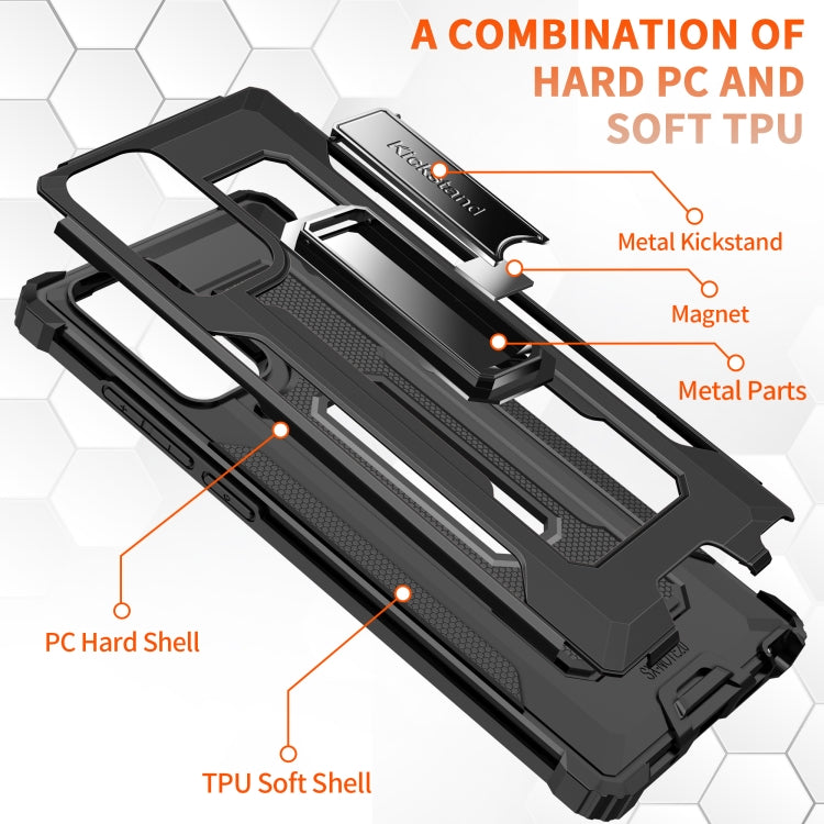 For Samsung Galaxy Note20 Knight Jazz PC+TPU Shockproof Protective Case with Foldable Holder