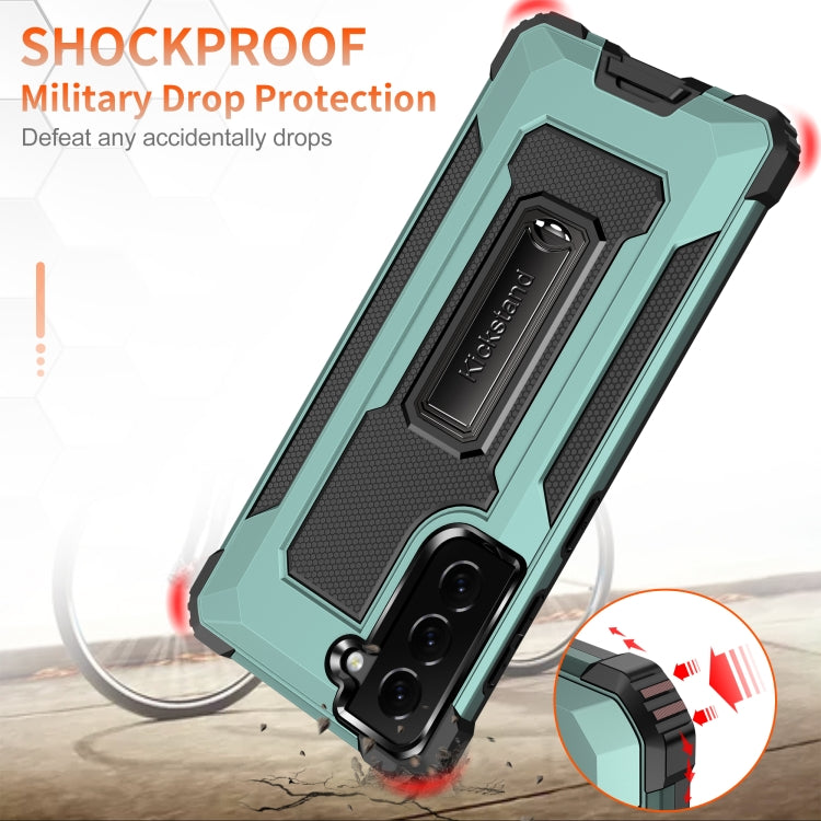 For Samsung Galaxy S21 5G Knight Jazz PC+TPU Shockproof Protective Case with Foldable Holder