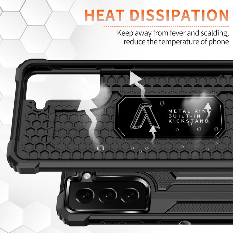 For Samsung Galaxy S21 5G Knight Jazz PC+TPU Shockproof Protective Case with Foldable Holder