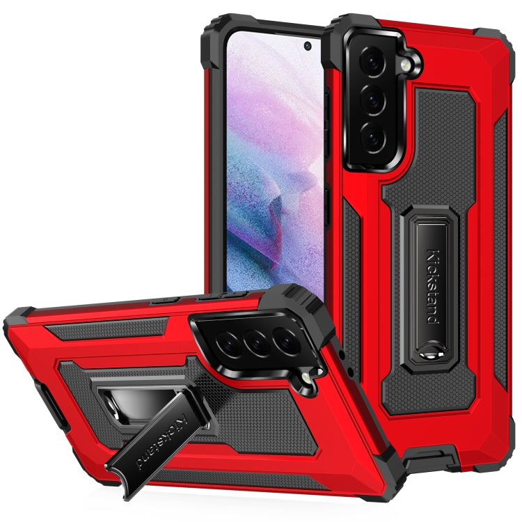 For Samsung Galaxy S21 5G Knight Jazz PC+TPU Shockproof Protective Case with Foldable Holder