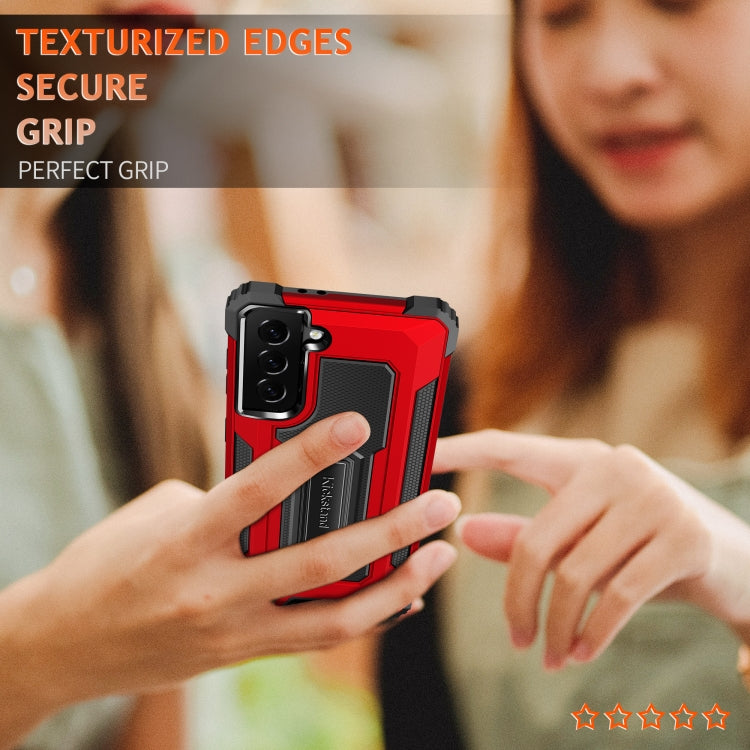 For Samsung Galaxy S21 5G Knight Jazz PC+TPU Shockproof Protective Case with Foldable Holder