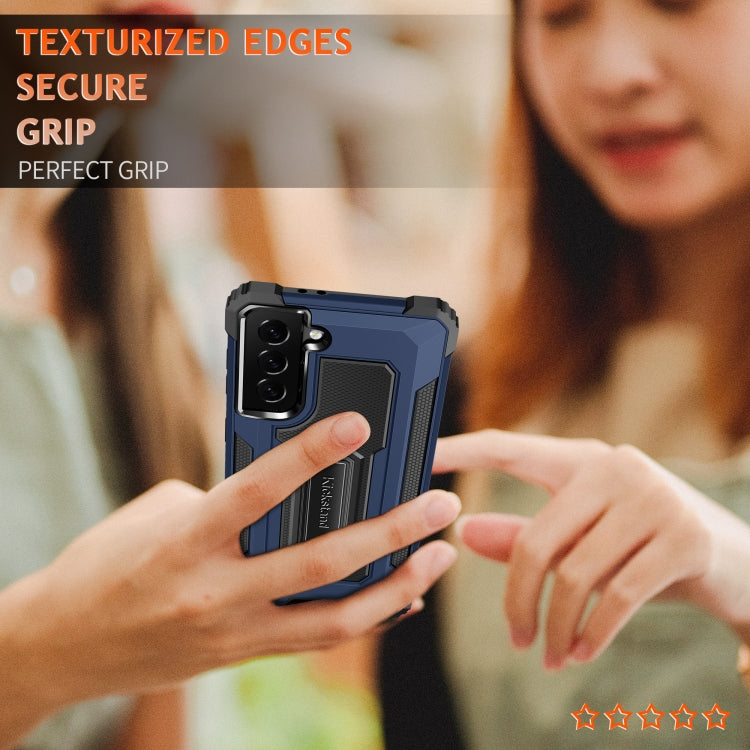 For Samsung Galaxy S21 5G Knight Jazz PC+TPU Shockproof Protective Case with Foldable Holder