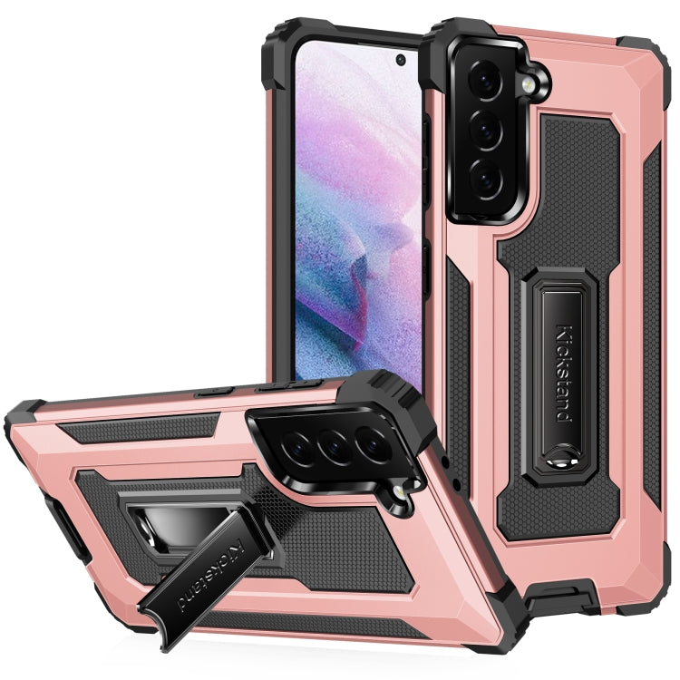 For Samsung Galaxy S21 5G Knight Jazz PC+TPU Shockproof Protective Case with Foldable Holder