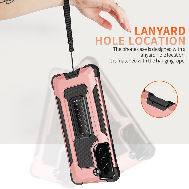 For Samsung Galaxy S21 5G Knight Jazz PC+TPU Shockproof Protective Case with Foldable Holder