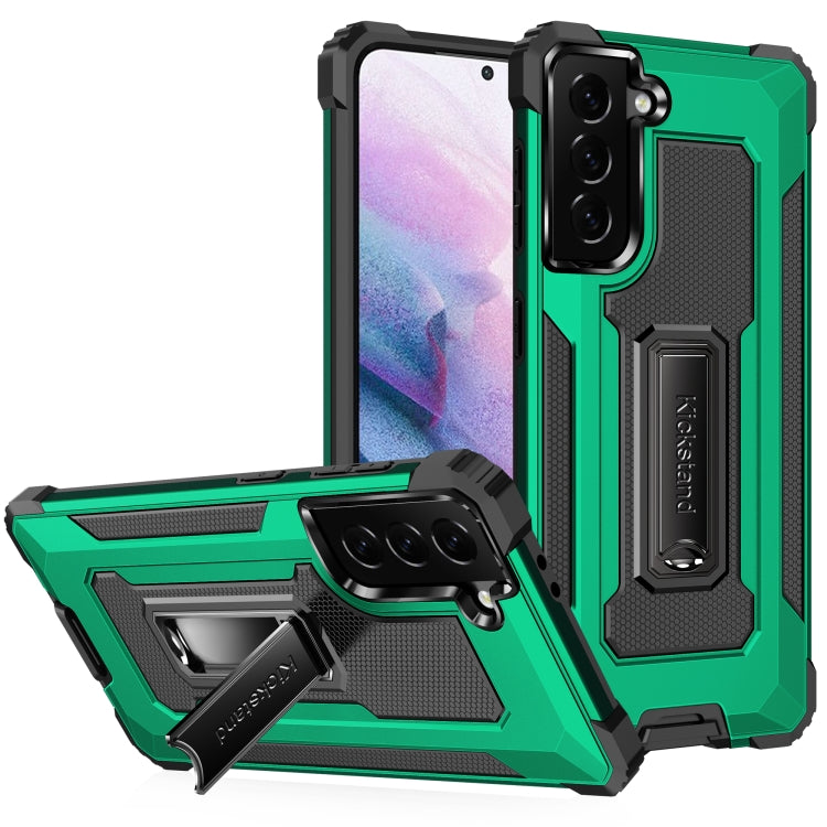 For Samsung Galaxy S21 5G Knight Jazz PC+TPU Shockproof Protective Case with Foldable Holder