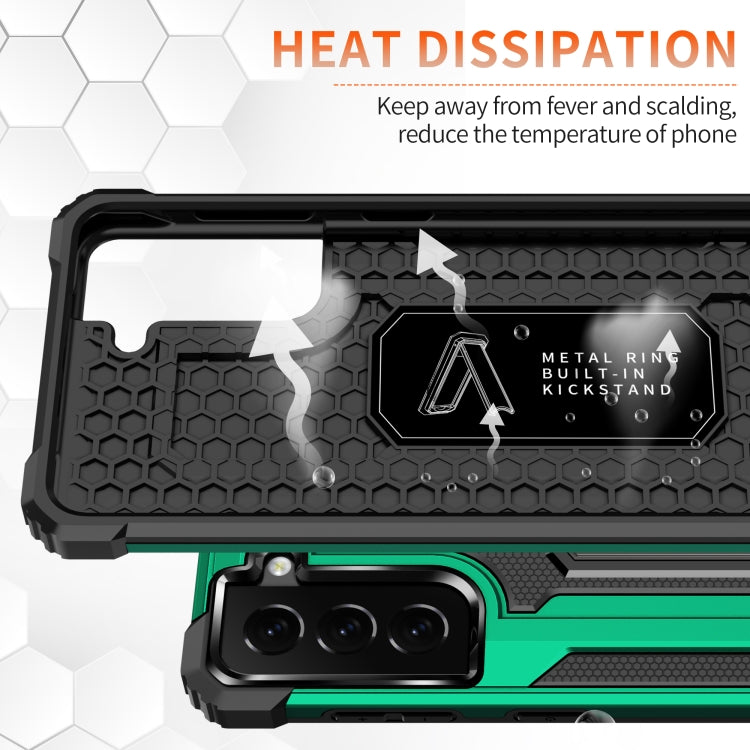 For Samsung Galaxy S21 5G Knight Jazz PC+TPU Shockproof Protective Case with Foldable Holder