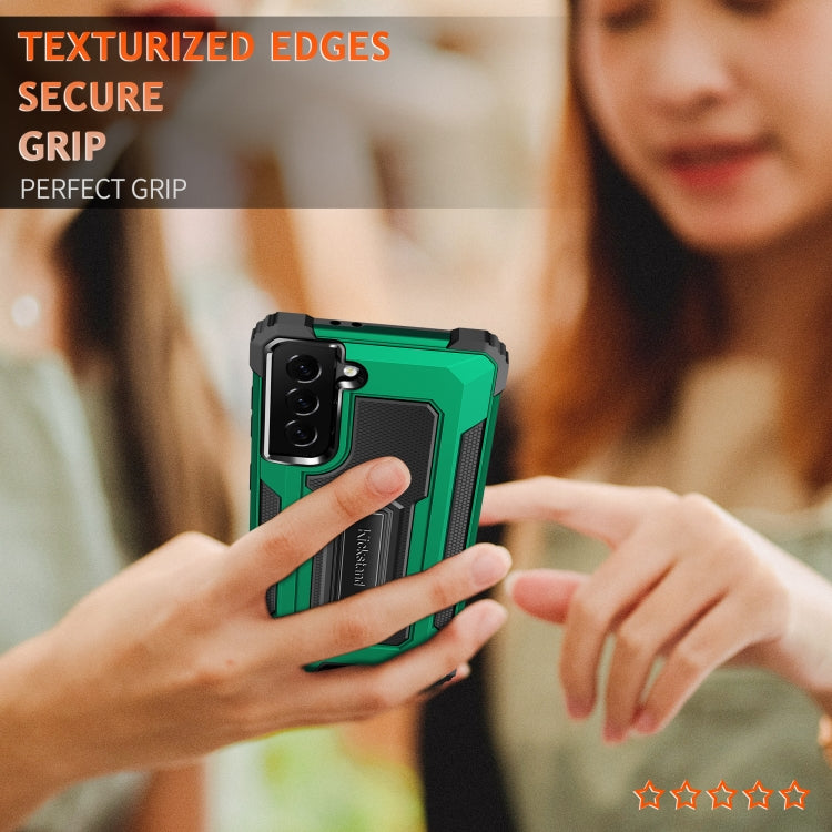 For Samsung Galaxy S21 5G Knight Jazz PC+TPU Shockproof Protective Case with Foldable Holder