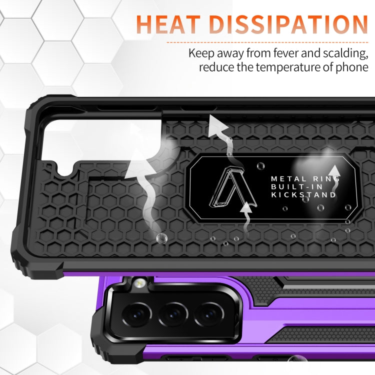 For Samsung Galaxy S21 5G Knight Jazz PC+TPU Shockproof Protective Case with Foldable Holder