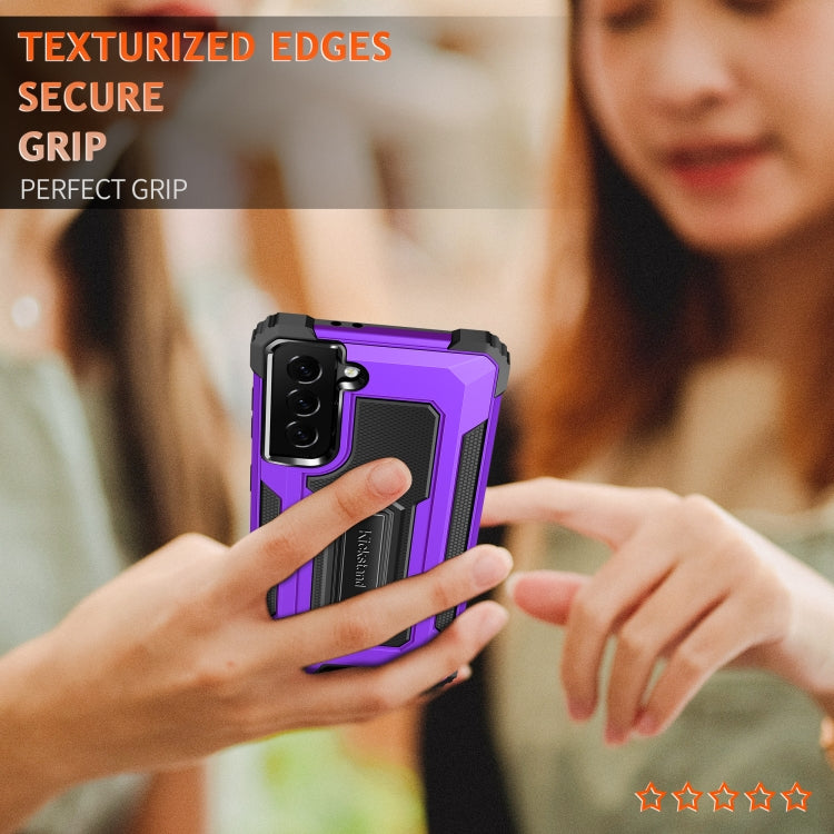 For Samsung Galaxy S21 5G Knight Jazz PC+TPU Shockproof Protective Case with Foldable Holder