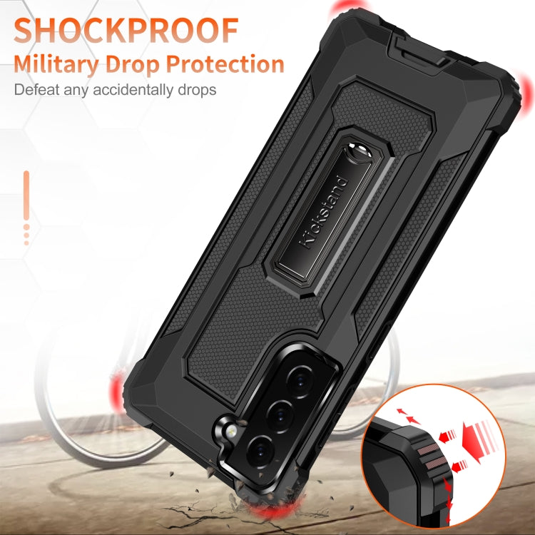 For Samsung Galaxy S21+ 5G Knight Jazz PC+TPU Shockproof Protective Case with Foldable Holder
