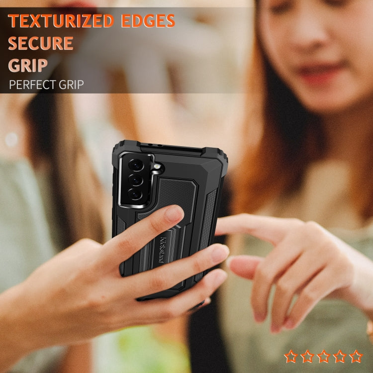 For Samsung Galaxy S21+ 5G Knight Jazz PC+TPU Shockproof Protective Case with Foldable Holder