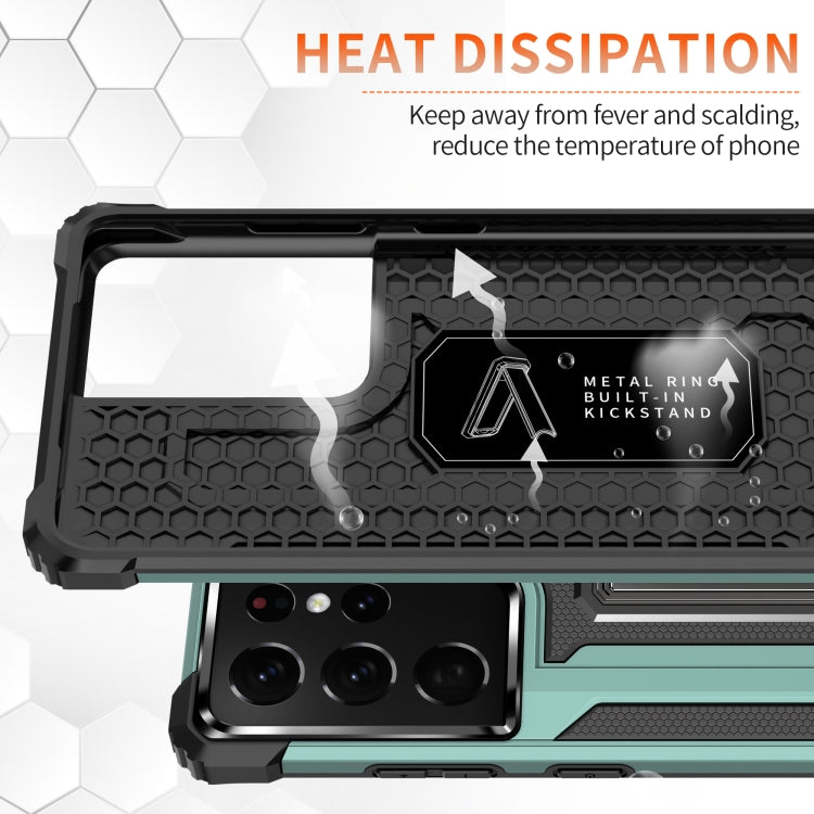For Samsung Galaxy S21 Ultra 5G Knight Jazz PC+TPU Shockproof Protective Case with Foldable Holder