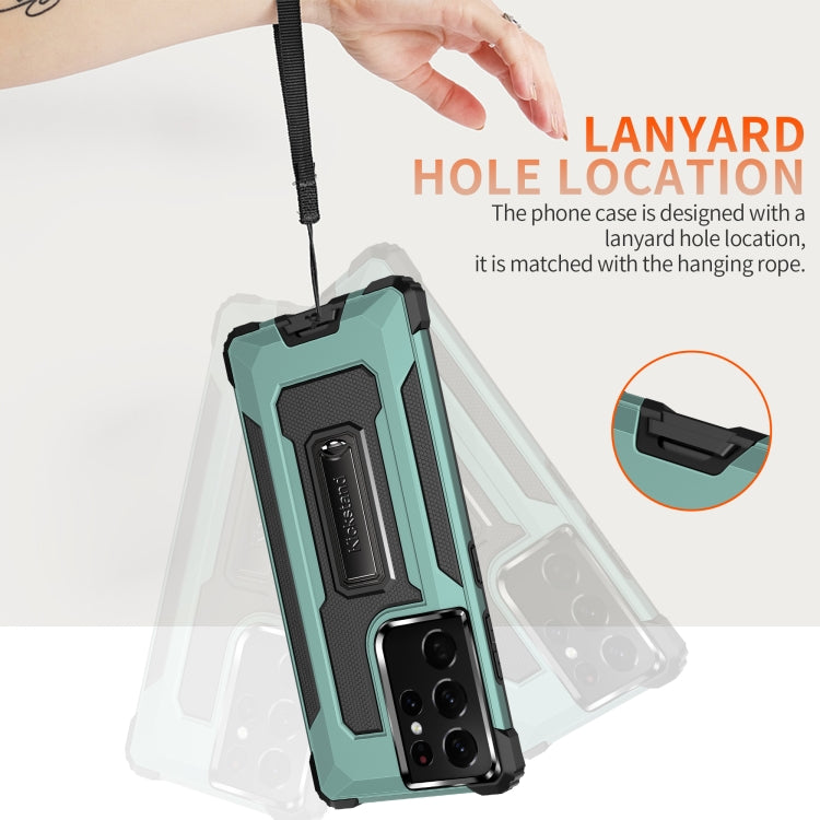 For Samsung Galaxy S21 Ultra 5G Knight Jazz PC+TPU Shockproof Protective Case with Foldable Holder