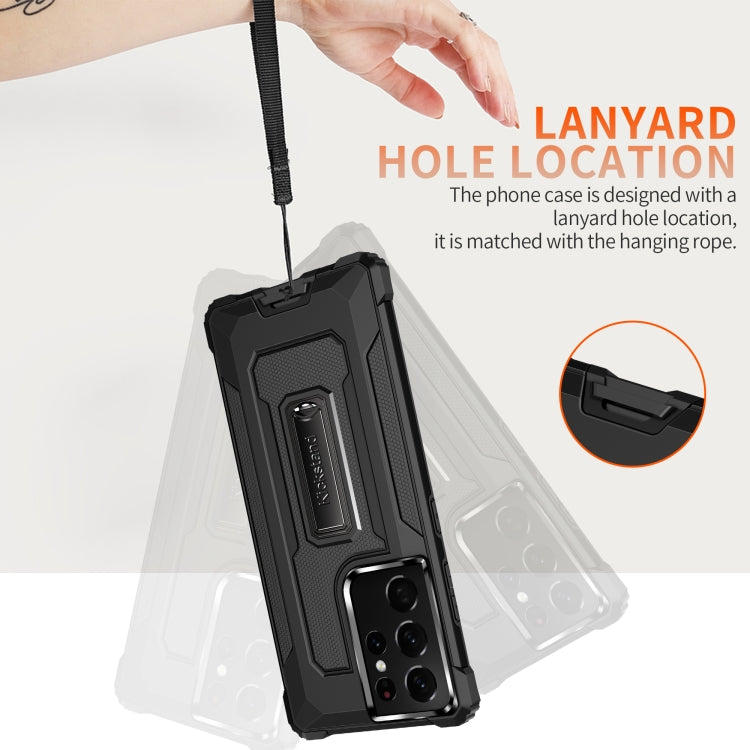 For Samsung Galaxy S21 Ultra 5G Knight Jazz PC+TPU Shockproof Protective Case with Foldable Holder