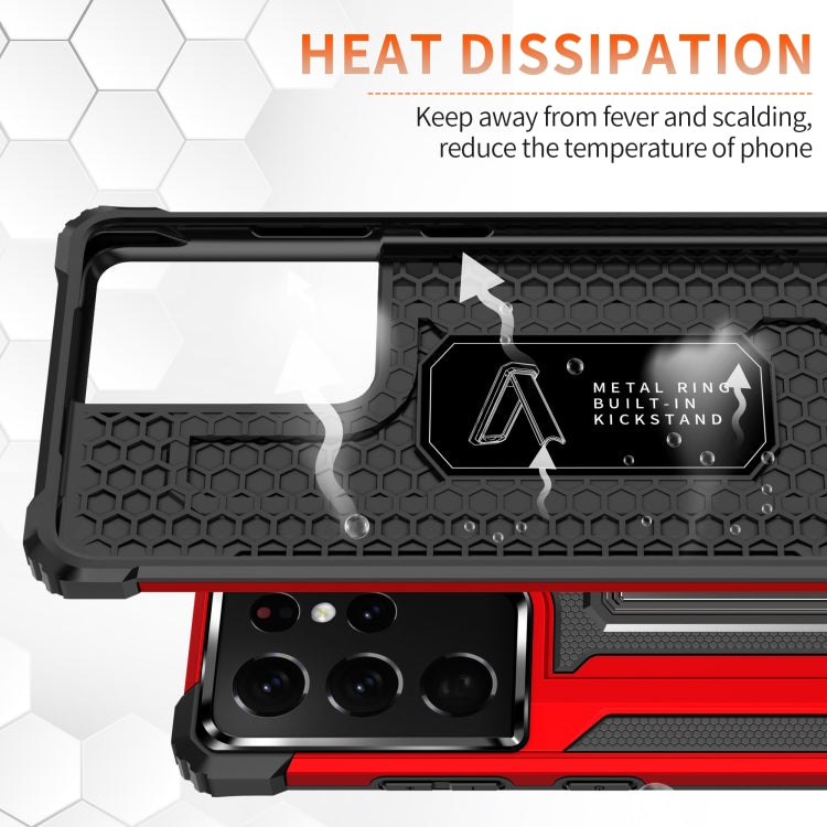 For Samsung Galaxy S21 Ultra 5G Knight Jazz PC+TPU Shockproof Protective Case with Foldable Holder