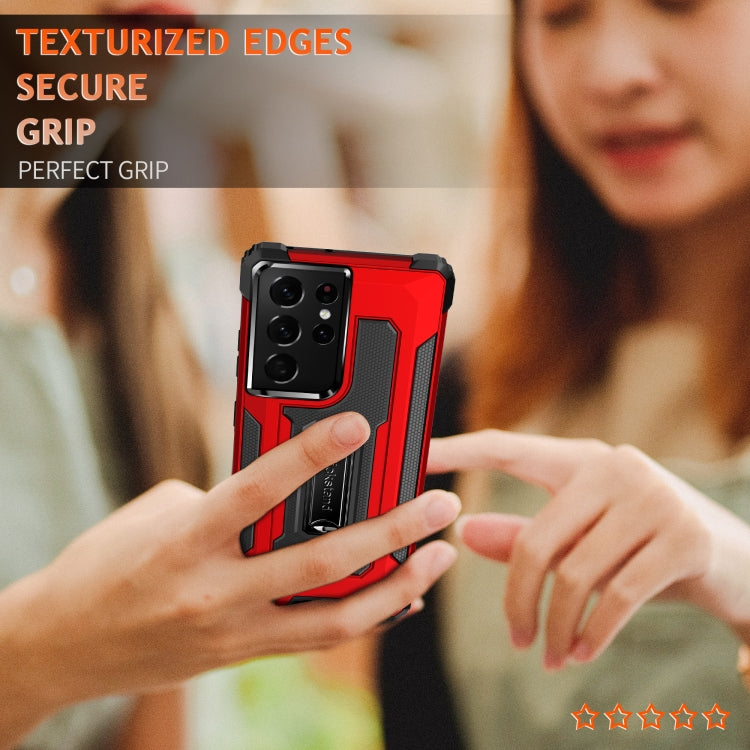 For Samsung Galaxy S21 Ultra 5G Knight Jazz PC+TPU Shockproof Protective Case with Foldable Holder
