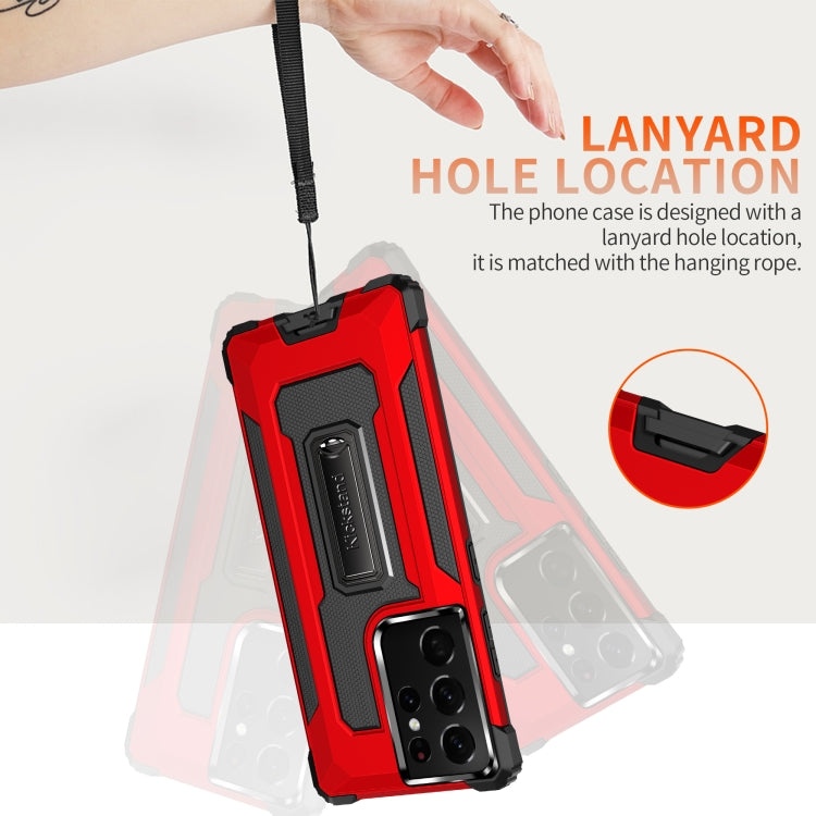 For Samsung Galaxy S21 Ultra 5G Knight Jazz PC+TPU Shockproof Protective Case with Foldable Holder