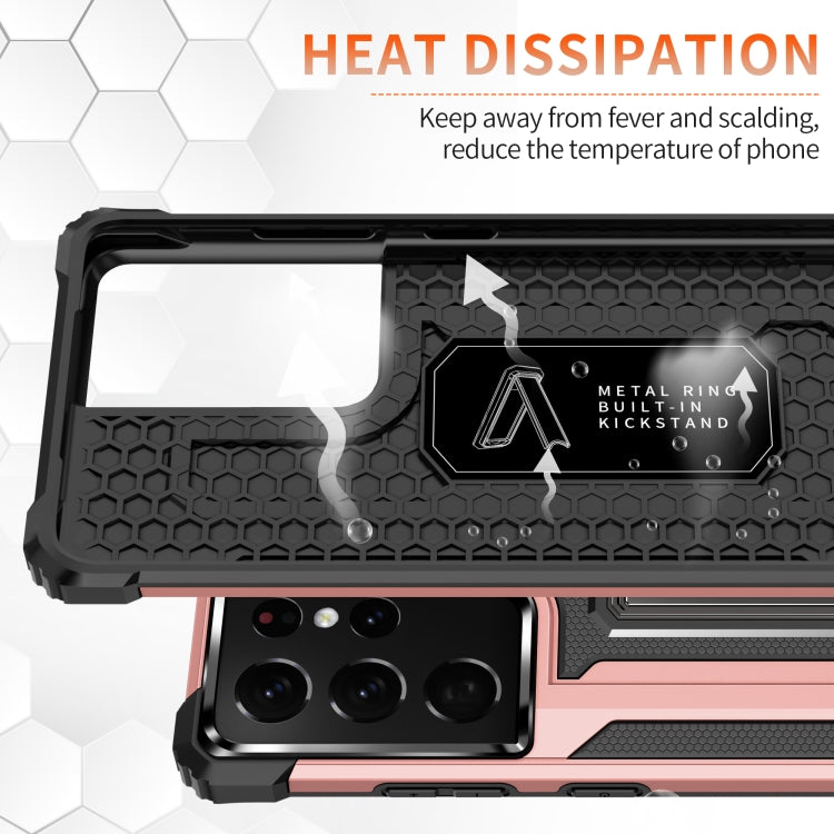 For Samsung Galaxy S21 Ultra 5G Knight Jazz PC+TPU Shockproof Protective Case with Foldable Holder