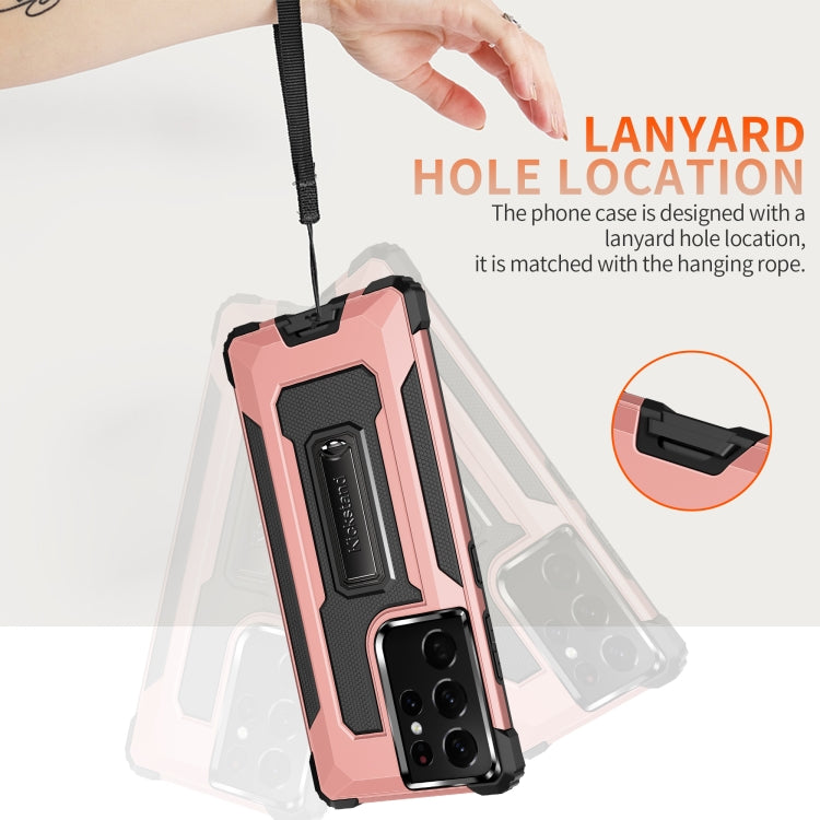 For Samsung Galaxy S21 Ultra 5G Knight Jazz PC+TPU Shockproof Protective Case with Foldable Holder