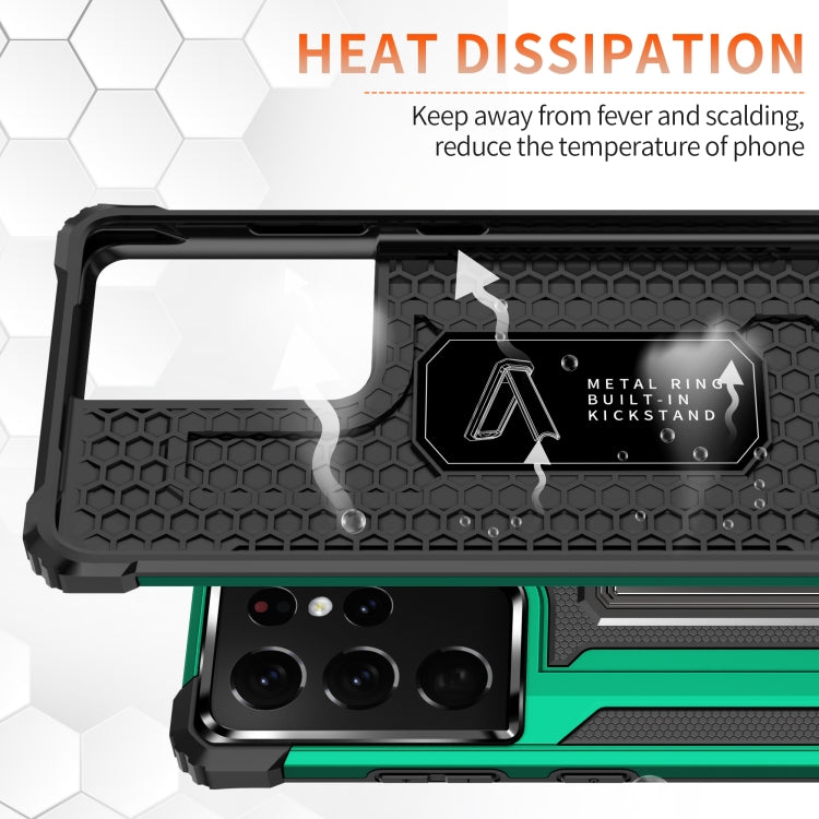 For Samsung Galaxy S21 Ultra 5G Knight Jazz PC+TPU Shockproof Protective Case with Foldable Holder