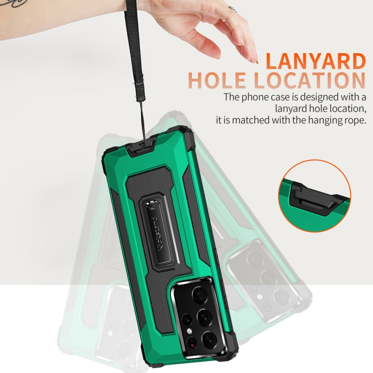 For Samsung Galaxy S21 Ultra 5G Knight Jazz PC+TPU Shockproof Protective Case with Foldable Holder