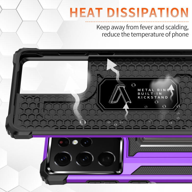 For Samsung Galaxy S21 Ultra 5G Knight Jazz PC+TPU Shockproof Protective Case with Foldable Holder